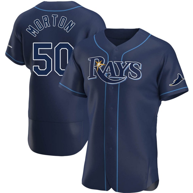 Men's Tampa Bay Rays #50 Charlie Morton Navy Alternate Nike Jersey