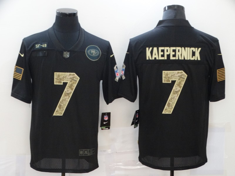 Men's San Francisco 49ers #7 Colin Kaepernick Black Camo 2020 Salute To Service Stitched NFL Nike Limited Jersey