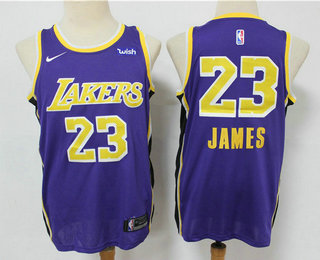 Men's Los Angeles Lakers #23 LeBron James Purple NEW 2021 Nike Wish Swingman Stitched NBA Jersey