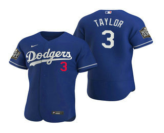 Men's Los Angeles Dodgers #3 Chris Taylor Royal 2020 World Series Authentic Flex Nike Jersey