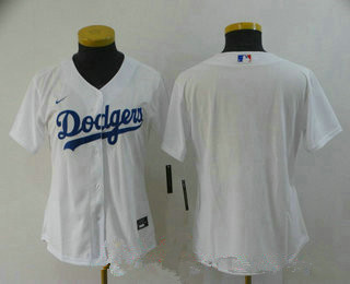 Women's Los Angeles Dodgers Blank White Stitched MLB Cool Base Nike Jersey