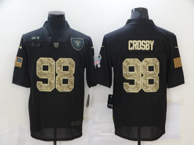 Men's Las Vegas Raiders #98 Maxx Crosby Black Camo 2020 Salute To Service Stitched NFL Nike Limited Jersey