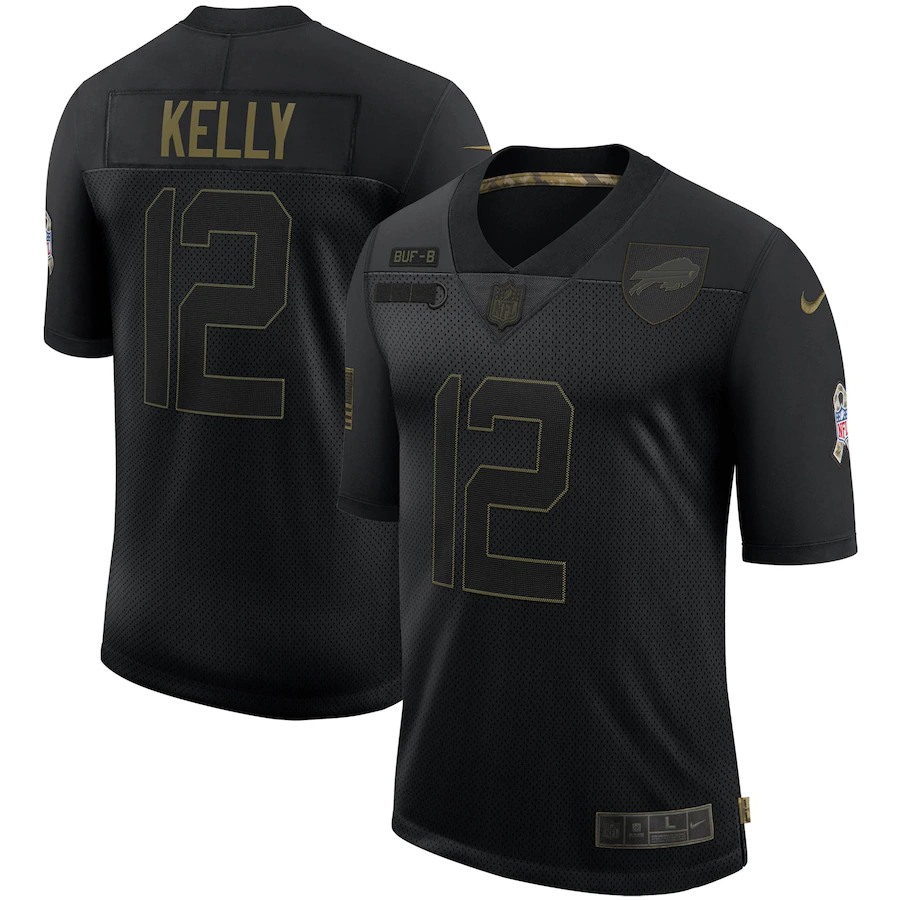 Nike Bills 12 Jim Kelly Black 2020 Salute To Service Limited Jersey