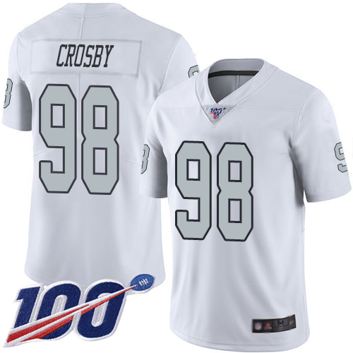 Youth Oakland Raiders #98 Maxx Crosby White Limited 100th Season Rush Vapor Untouchable Football Jersey