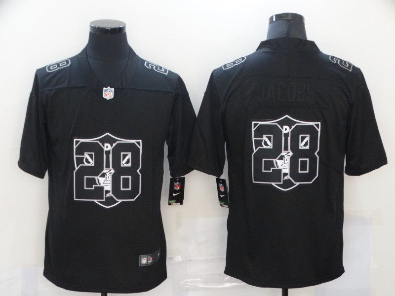 Men's Las Vegas Raiders #28 Josh Jacobs Black 2020 Shadow Logo Vapor Untouchable Stitched NFL Nike Limited Jersey