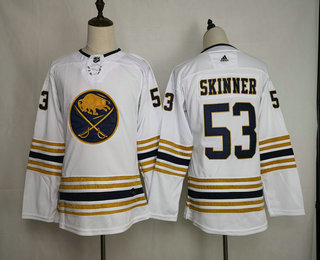 Youth Buffalo Sabres #53 Jeff Skinner White With Gold 50th Anniversary Adidas Stitched NHL Jersey