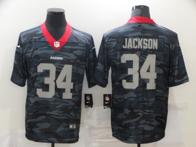 Men's Las Vegas Raiders #34 Bo Jackson 2020 Camo Limited Stitched Nike NFL Jersey