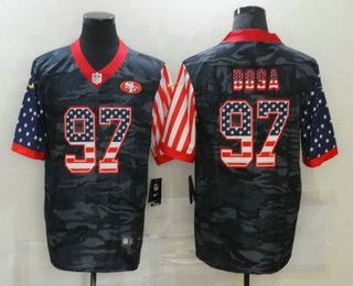 Men's San Francisco 49ers #97 Nick Bosa USA Camo 2020 Salute To Service Stitched NFL Nike Limited Jersey