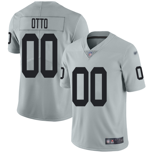 Men's Limited #00 Jim Otto Silver Jersey Inverted Legend Football Oakland Raiders