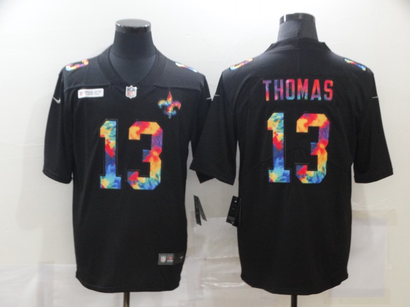 Men's New Orleans Saints #13 Michael Thomas Multi-Color Black 2020 NFL Crucial Catch Vapor Untouchable Nike Limited Jersey