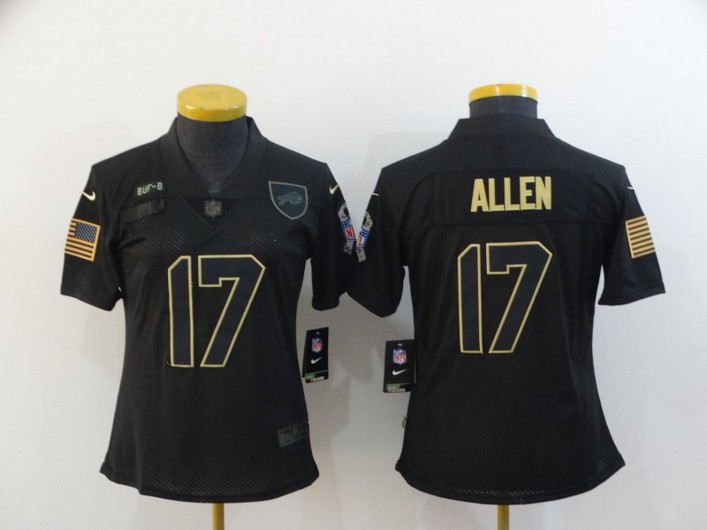 Women's Buffalo Bills #17 Josh Allen Black 2020 Salute To Service Stitched NFL Nike Limited Jersey