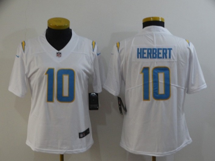 Women's Los Angeles Chargers #10 Justin Herbert White 2020 NEW Vapor Untouchable Stitched NFL Nike Limited Jersey