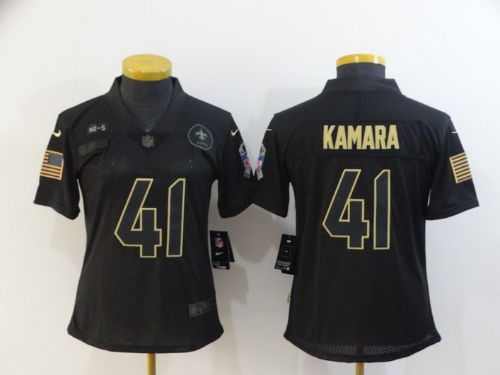 Women's New Orleans Saints #41 Alvin Kamara Black 2020 Salute To Service Stitched NFL Nike Limited Jersey