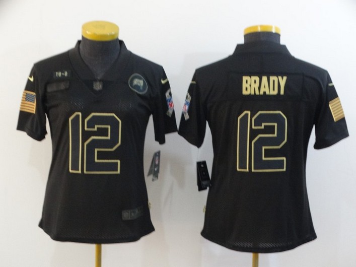 Women's Tampa Bay Buccaneers #12 Tom Brady Black 2020 Salute To Service Stitched NFL Nike Limited Jersey