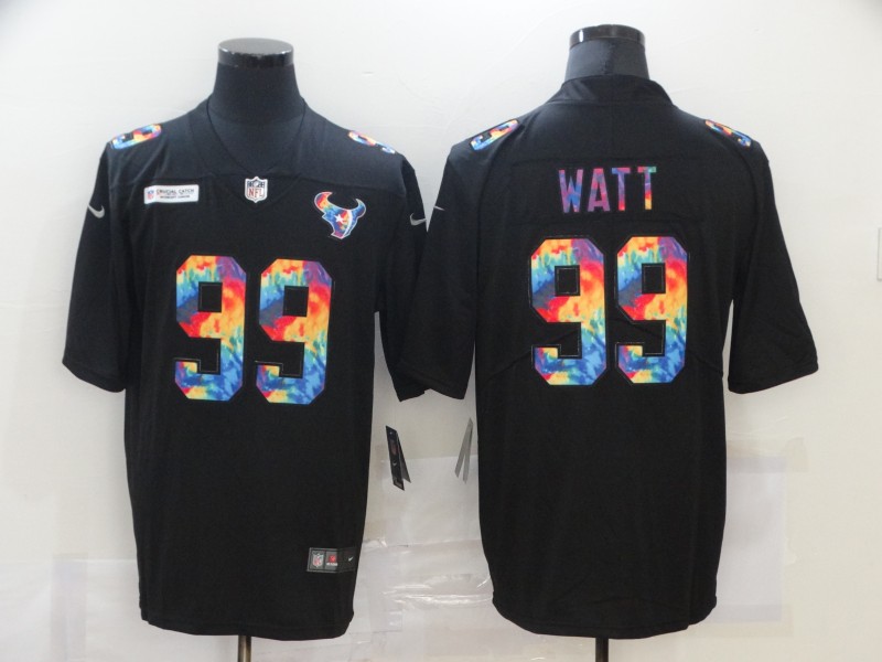 Men's Houston Texans #99 J.J. Watt Multi-Color Black 2020 NFL Crucial Catch Vapor Untouchable Nike Limited Jersey