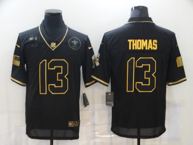 Men's New Orleans Saints #13 Michael Thomas Black Gold 2020 Salute To Service Stitched NFL Nike Limited Jersey