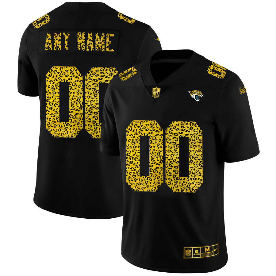 Jacksonville Jaguars Custom Men's Nike Leopard Print Fashion Vapor Limited NFL Jersey Black