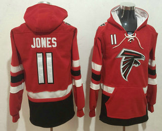 Men's Atlanta Falcons #11 Julio Jones NEW Red Pocket Stitched NFL Pullover Hoodie