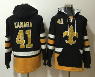 Men's New Orleans Saints #41 Alvin Kamara NEW Black Pocket Stitched NFL Pullover Hoodie