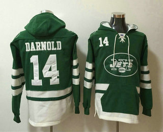 Men's New York Jets #14 Sam Darnold NEW Green Pocket Stitched NFL Pullover Hoodie