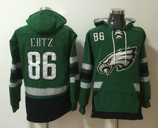 Men's Philadelphia Eagles #86 Zach Ertz NEW Midnight Green Pocket Stitched NFL Pullover Hoodie