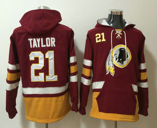 Men's Washington Redskins #21 Sean Taylor NEW Red Pocket Stitched NFL Pullover Hoodie