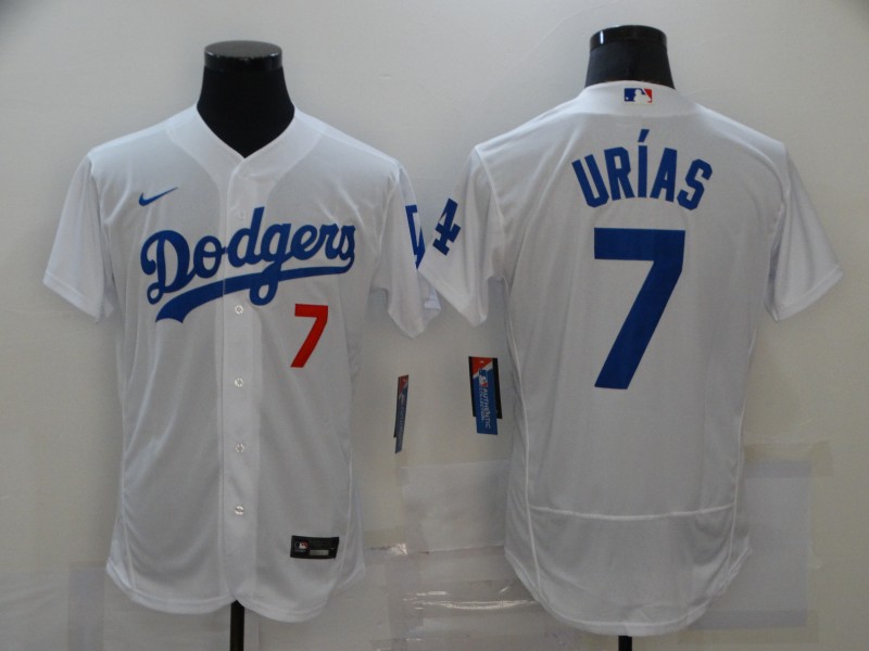 Men's Los Angeles Dodgers #7 Julio Urias White Stitched MLB Flex Base Jersey