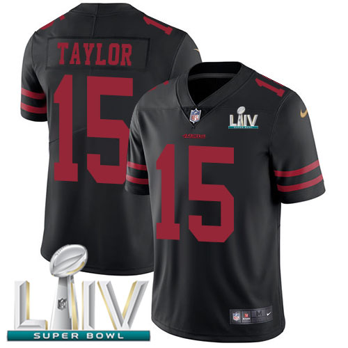 Nike 49ers #15 Trent Taylor Black Super Bowl LIV 2020 Alternate Men's Stitched NFL Vapor Untouchable Limited Jersey