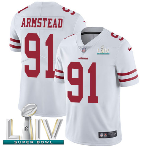 Nike 49ers #91 Arik Armstead White Super Bowl LIV 2020 Men's Stitched NFL Vapor Untouchable Limited Jersey