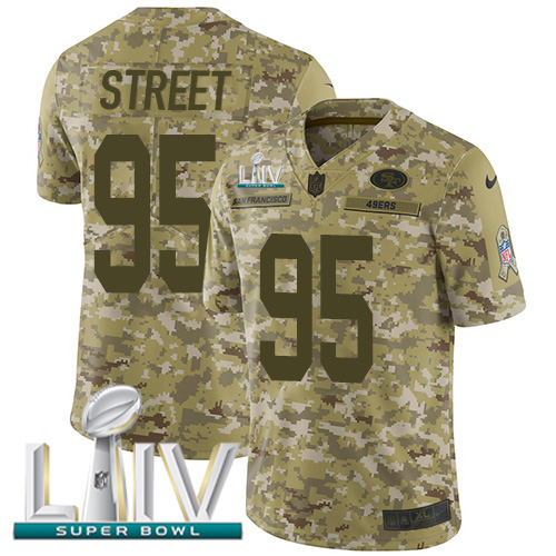 Nike 49ers #95 Kentavius Street Camo Super Bowl LIV 2020 Men's Stitched NFL Limited 2018 Salute To Service Jersey