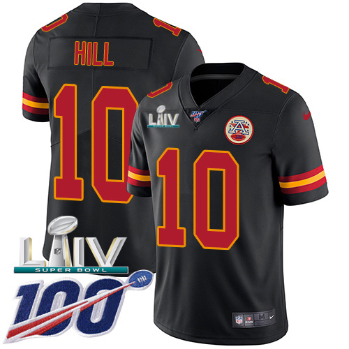 Nike Chiefs #10 Tyreek Hill Black Super Bowl LIV 2020 Men's Stitched NFL Limited Rush 100th Season Jersey