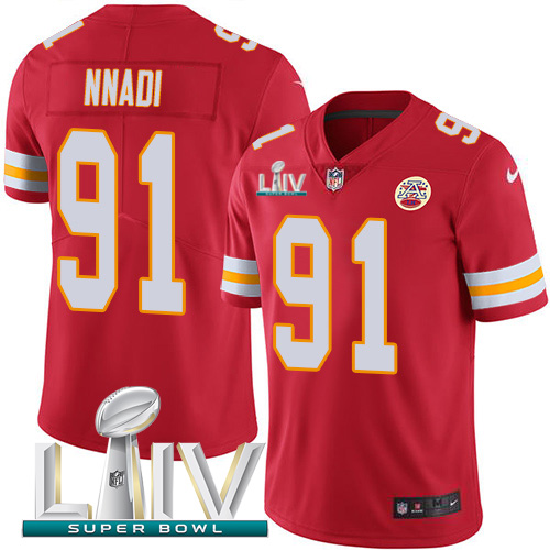 Nike Chiefs #91 Derrick Nnadi Red Super Bowl LIV 2020 Team Color Men's Stitched NFL Vapor Untouchable Limited Jersey