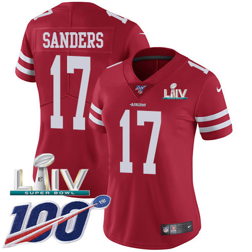 Nike 49ers #17 Emmanuel Sanders Red Super Bowl LIV 2020 Team Color Women's Stitched NFL 100th Season Vapor Limited Jersey