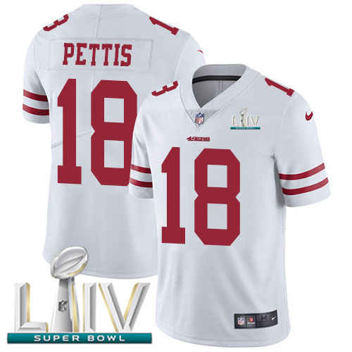 Nike 49ers #18 Dante Pettis White Super Bowl LIV 2020 Youth Stitched NFL Vapor Untouchable Limited Jersey