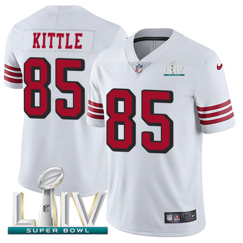 Nike 49ers #85 George Kittle White Super Bowl LIV 2020 Rush Youth Stitched NFL Vapor Untouchable Limited Jersey