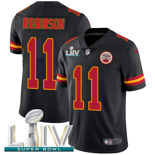 Nike Chiefs #11 Demarcus Robinson Black Super Bowl LIV 2020 Youth Stitched NFL Limited Rush Jersey