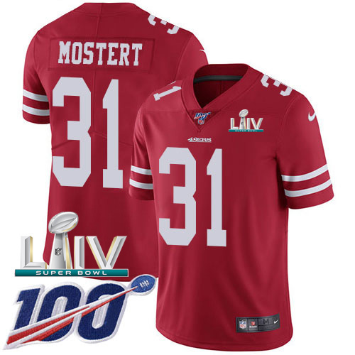 Nike 49ers #31 Raheem Mostert Red Super Bowl LIV 2020 Team Color Youth Stitched NFL 100th Season Vapor Untouchable Limited Jersey