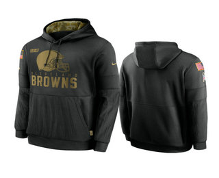 Men's Cleveland Browns Black 2020 Salute to Service Sideline Performance Pullover Hoodie