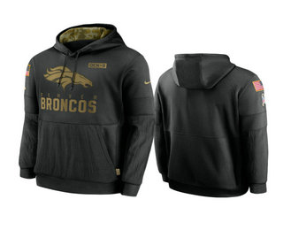 Men's Denver Broncos Black 2020 Salute to Service Sideline Performance Pullover Hoodie