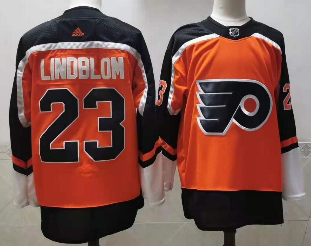 Men's Philadelphia Flyers #23 Oskar Lindblom Orange Adidas 2020-21 Stitched NHL Jersey