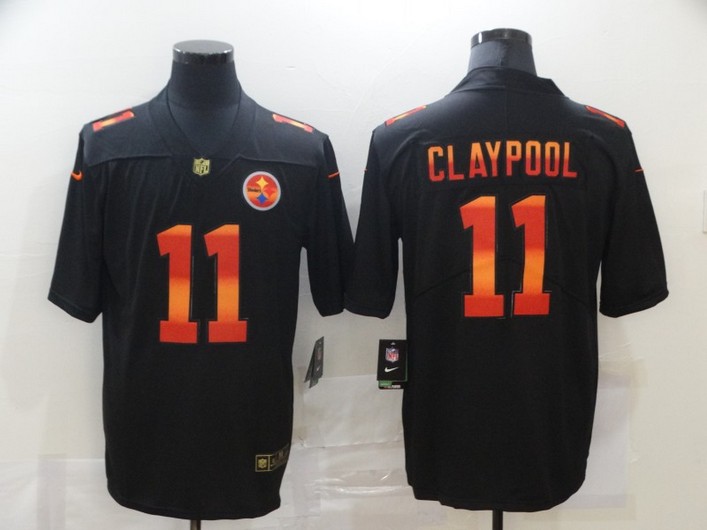 Men's Pittsburgh Steelers #11 Chase Claypool Black Red Orange Stripe Vapor Limited Nike NFL Jersey