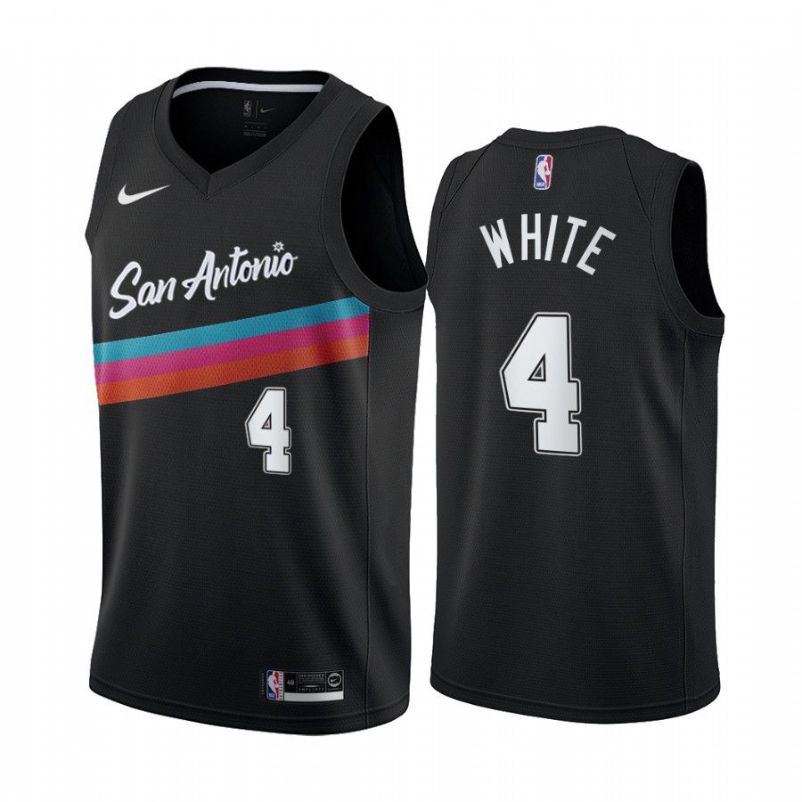 Men San Antonio Spurs #4 derrick white black city edition fiesta colors 2020 nba jersey