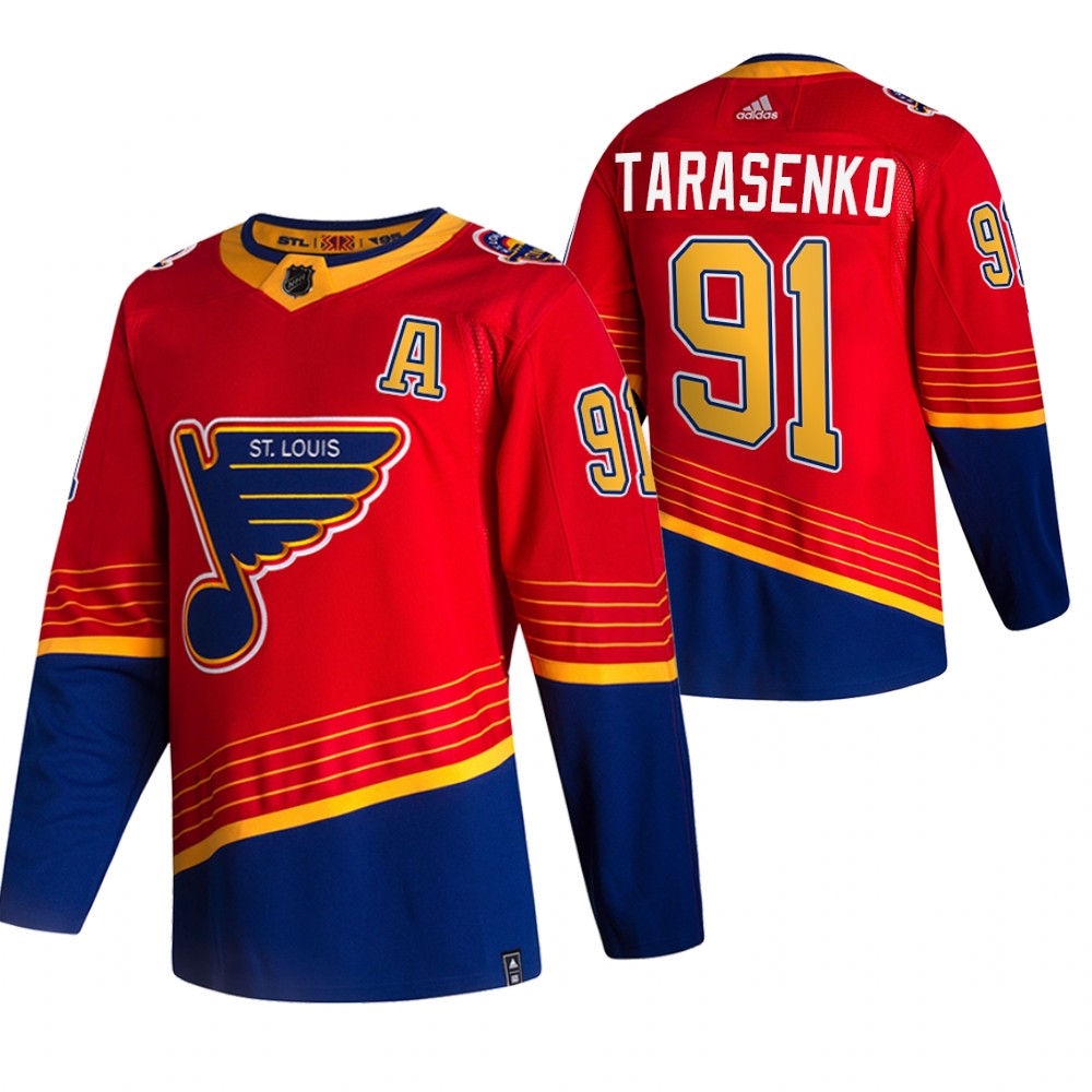 St. Louis Blues #91 Vladimir Tarasenko Red Men's Adidas 2020-21 Reverse Retro Alternate NHL Jersey