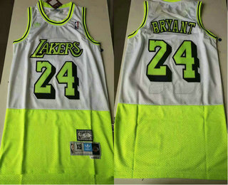 Men's Los Angeles Lakers #24 Kobe Bryant White Green Split Hardwood Classics Jersey