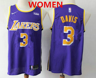 Women's Los Angeles Lakers #3 Anthony Davis 2019 Purple Nike Swingman Wish Stitched NBA Jersey