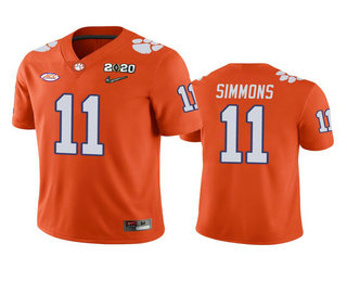 Men's Clemson Tigers #11 Isaiah Simmons Orange 2020 National Championship Game Jersey