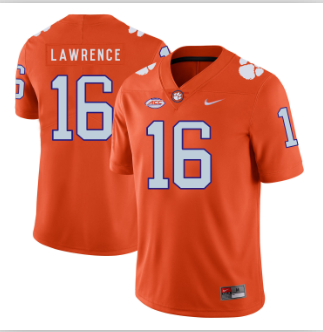 Men's Clemson Tigers #16 Trevor Lawrence Orange Jersey