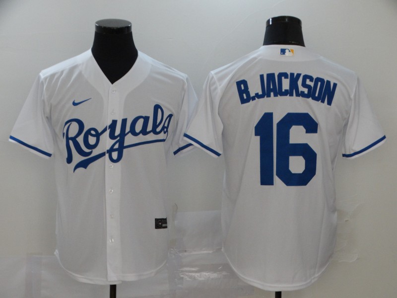 Men's Kansas City Royals #16 Bo Jackson White Stitched MLB Cool Base Nike Jersey