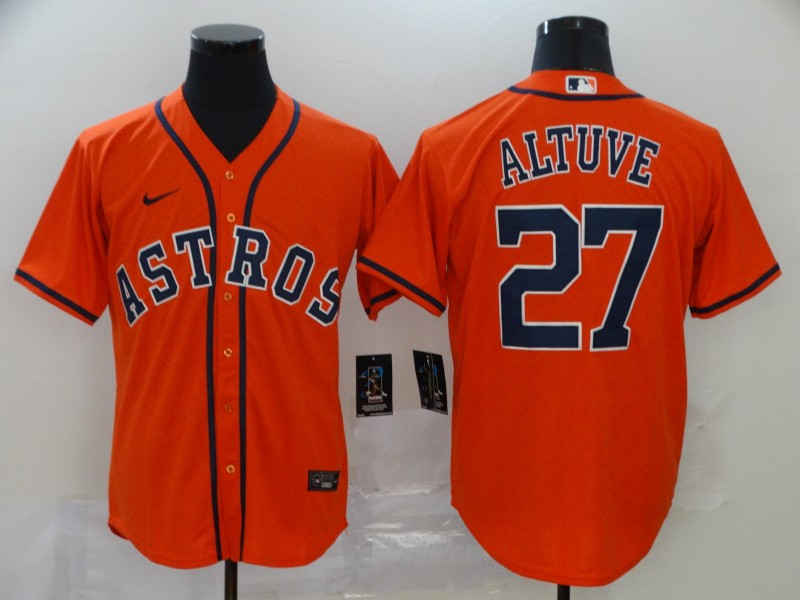 Men's Houston Astros #27 Jose Altuve Orange Stitched MLB Cool Base Nike Jersey