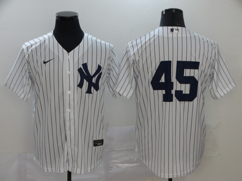 Men's New York Yankees #45 Gerrit Cole White Home No Name Stitched MLB Cool Base Nike Jersey